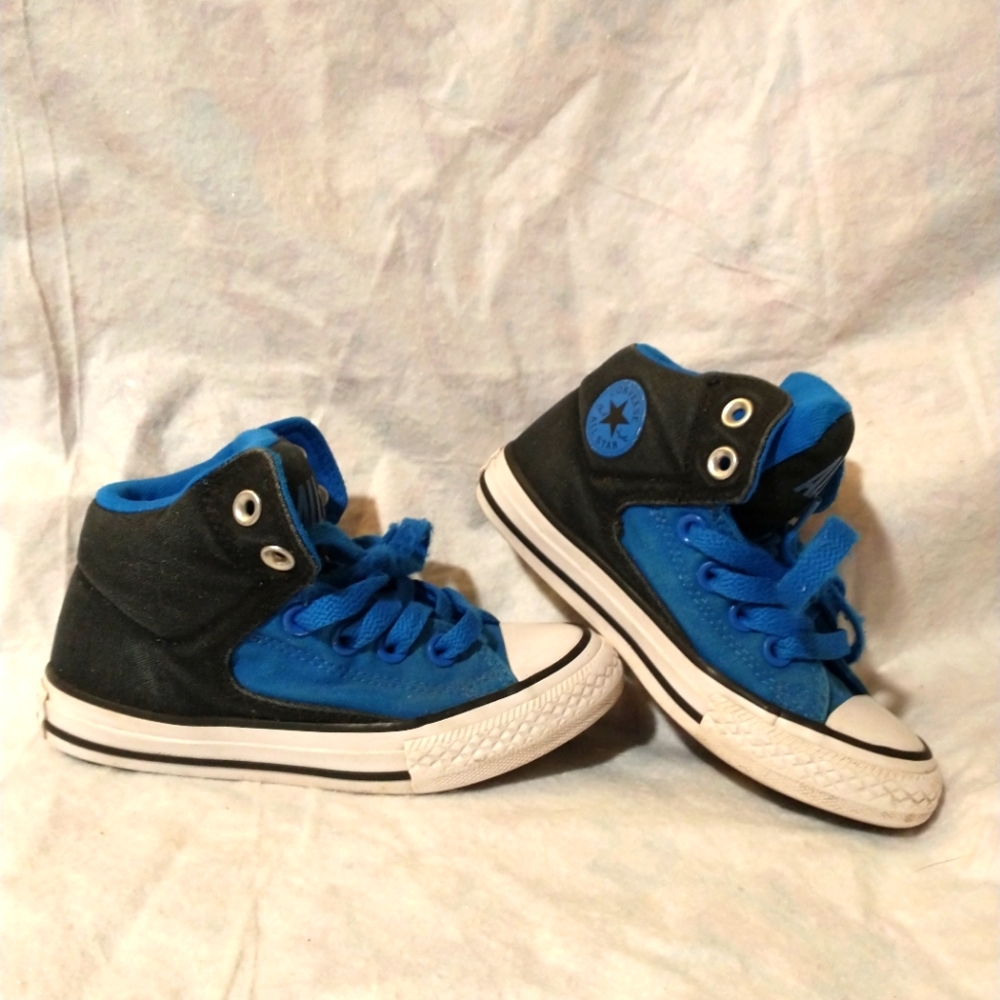 Boys Converse All Star Chuck Taylors Size 12 High Tops Blue and Black - Picture 1 of 9